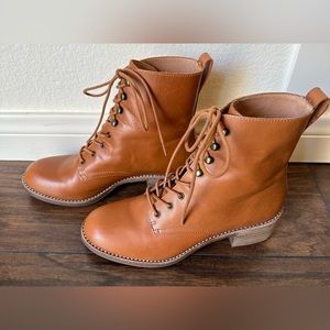 Madewell Patti Lace Up Boot 7.5 English Saddle